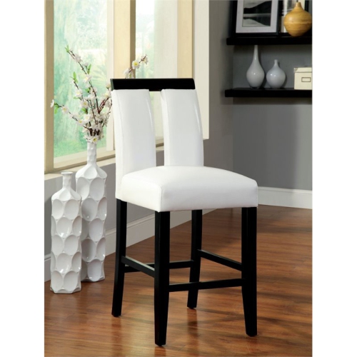 BOWERY HILL  27" Contemporary Faux Leather Counter Stool In (Set Of 2) In White