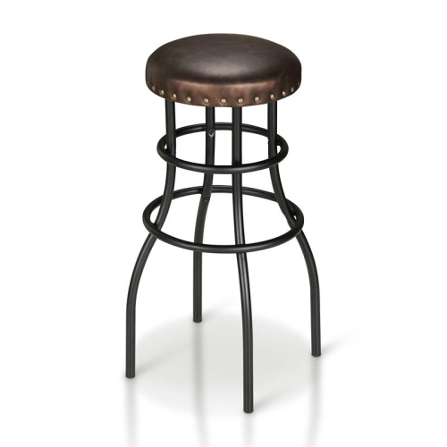 FURNITURE OF AMERICA  Casta Rustic Faux Leather Nailhead Bar Stool In Bronze