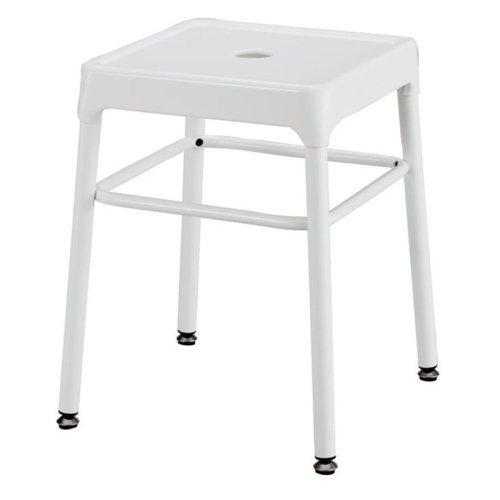 Pemberly Row 18" Industrial Steel Metal Backless Guest Stool in White