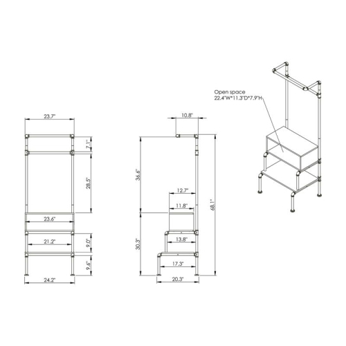 Furniture of America Tussem Rustic Wood 3-Shelf Hall Tree in Reclaimed Oak