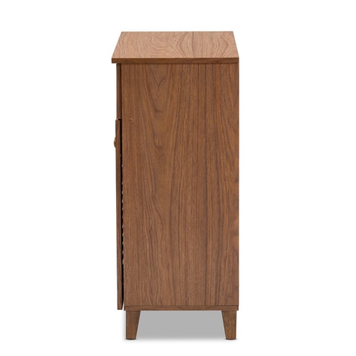 Baxton Studio Coolidge Wood 4-Shelf and Drawer Shoe Cabinet in Walnut Brown