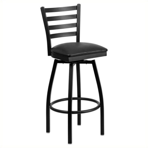 Bowery Hill 32" Swivel Metal Bar Stool in Black