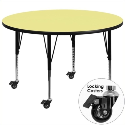 Bowery Hill 26" x 42" Round Mobile Activity Table in Yellow