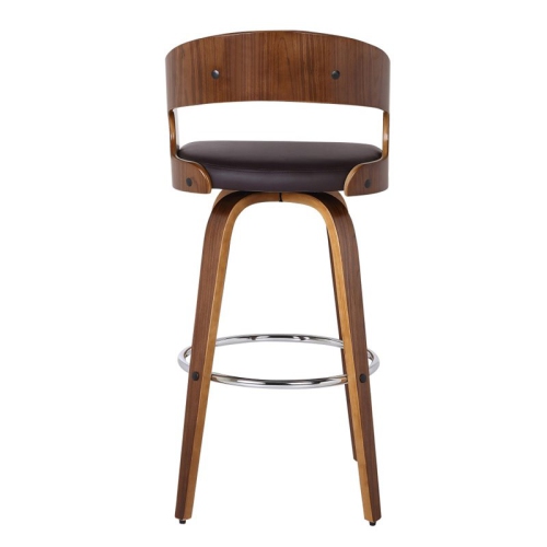 Hawthorne Collections 26" Modern Wood/Faux Leather Counter Stool in Brown