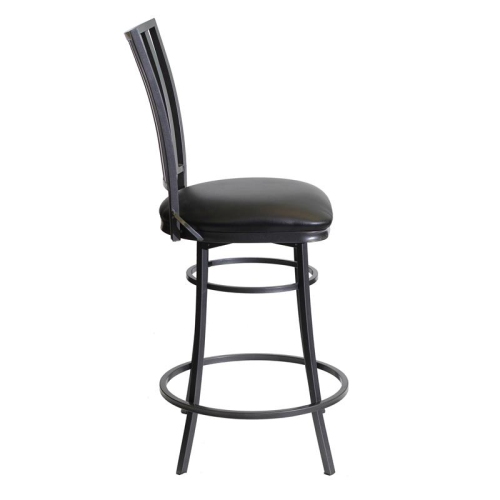 Stellan Commercial Grade Black Metal Swivel Counter Stool