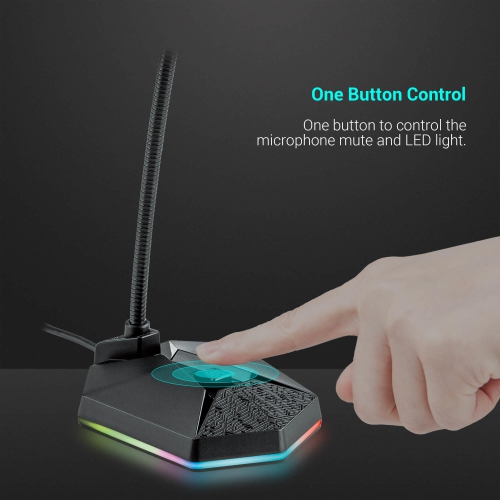 USB Computer RGB Gaming Microphone with Mute Button,Compatible with PC, Laptop, Mac, Desktop- PrimeCables®