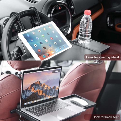 Foldable Steering Wheel Car Back Seat Tray with Cup Holder for Laptop Tablet Cellphone and Car Trip - PrimeCables