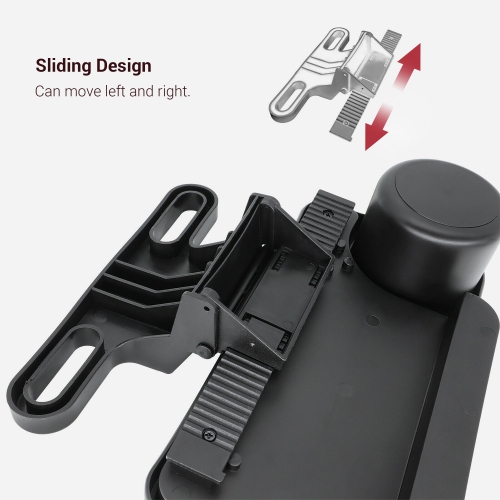 Multi-Function Foldable Car Headrest Tray with Cup Holder for food, snacks, keys, phone, Black - PrimeCables®