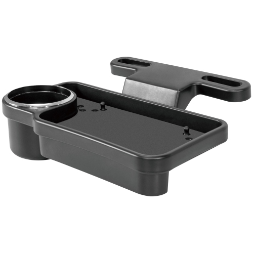 Multi-Function Foldable Car Headrest Tray with Cup Holder for food, snacks, keys, phone, Black - PrimeCables®