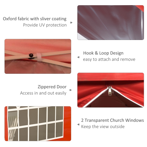 Outsunny 10' x 10' Pop Up Canopy Tent, Instant Sun Shelter, Tents for Parties, with Wheeled Carry Bag, for Outdoor, Garden, Patio, Red