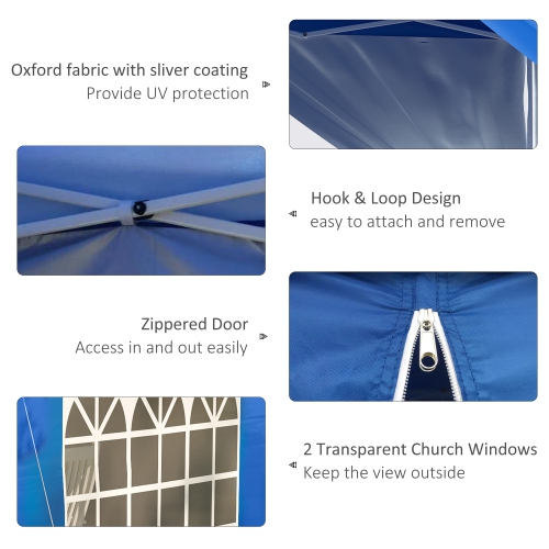 Outsunny 10' x 10' Pop Up Canopy Tent, Instant Sun Shelter, Tents for Parties, with Wheeled Carry Bag, for Outdoor, Garden, Patio, Blue