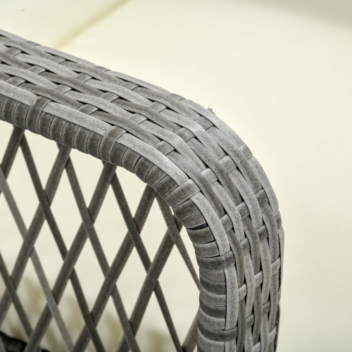 Outsunny 2 Pieces Wicker Patio Lounge Set w/ Cushions, Outdoor PE Rattan Sun Lounger Sets w/ 5-Level Reclining Chaise Chair & Two-tier Glass Top