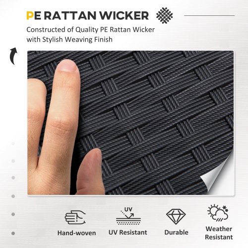 Outsunny 4 Pieces Wicker Patio Furniture Set with Thick Cushions, Outdoor PE Rattan Conversation Sofa Set with Glass Top Table & Extra Wide Seat, Sky