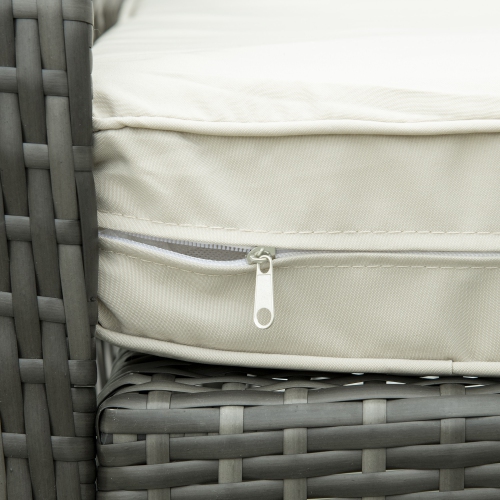 Outsunny Rattan Rocking Chair, Outdoor Wicker Patio Rocker Chair Furniture with Thick Cushions, for Garden Backyard Porch, Khaki