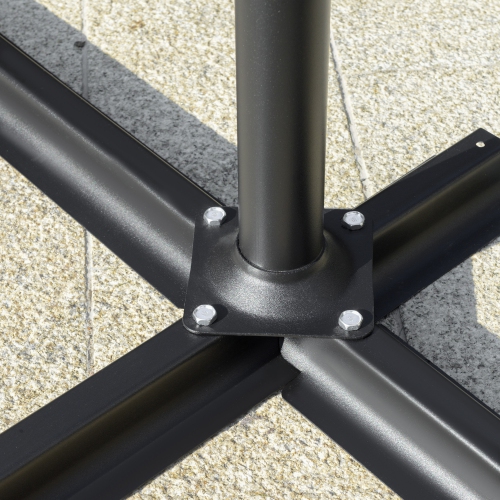 Outsunny 9FT Offset Hanging Patio Umbrella Cantilever Umbrella with Easy Tilt Adjustment, Cross Base and 8 Ribs for Backyard, Poolside, Lawn and