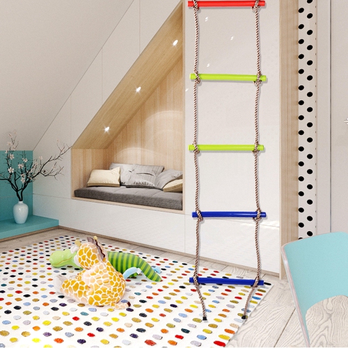 6-Step Kids Climbing Rope Ladder, 6.6ft Playground Hanging Ladder for home, backyard, playground, park, trees, swings, climbing frame - LIVINGbasics®