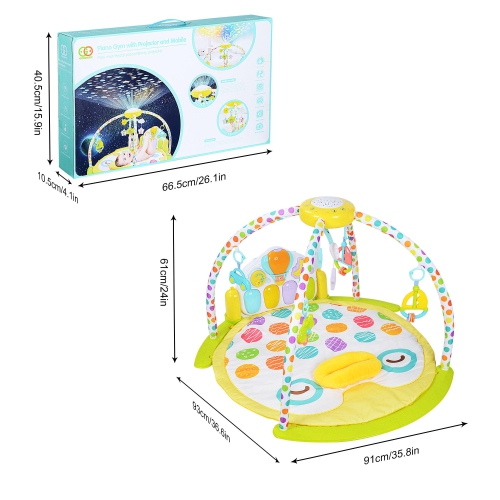 5 in 1 Baby Activity Gym Playmat, Baby Kick & Play Mat with Star Projector, Hanging Toys and Piano, 93 x 91 x 61CM