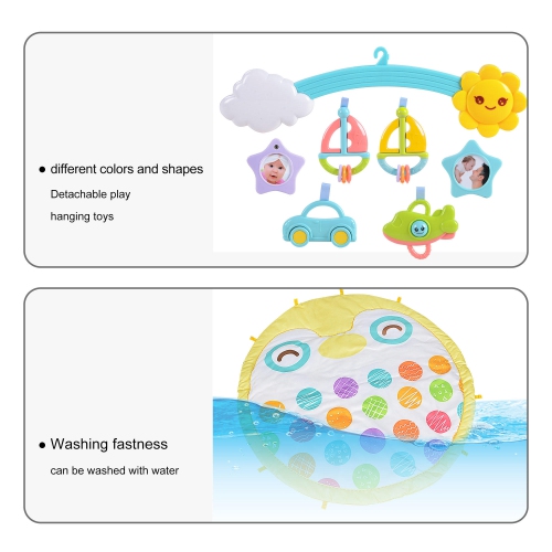 5 in 1 Baby Activity Gym Playmat, Baby Kick & Play Mat with Star Projector, Hanging Toys and Piano, 93 x 91 x 61CM