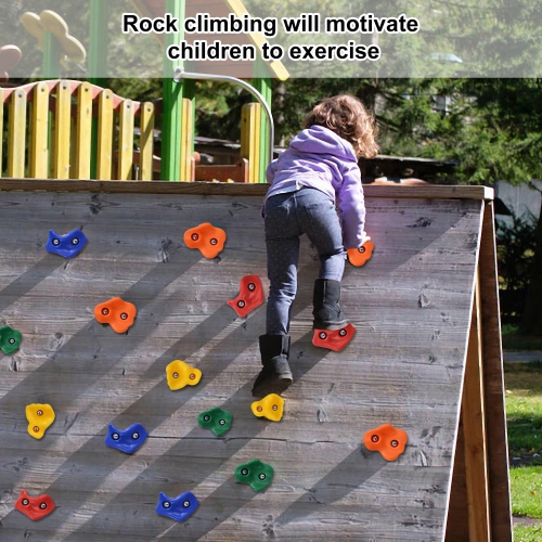 25pcs Rock Climbing Holds for Kids, Indoor Outdoor playground DIYs, residential swingset Wall Climbing Kit with 4 Handles- LIVINGbasics®