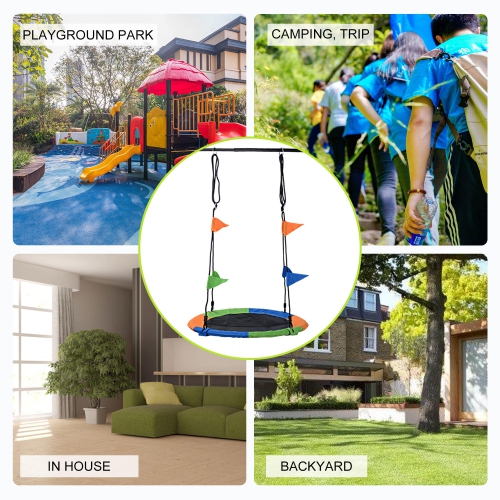 40" Adjustable Rope Kids Tree Swing for Backyard Playground Outdoor Home Picnic, 600D Oxford Fabric - LIVINGbasics®