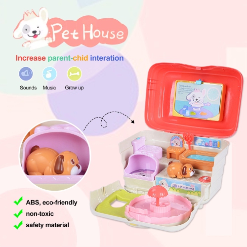 Musical Pet Dog House Toy Set for Kids, ToddlerPretend Play Interactive Pet Toys