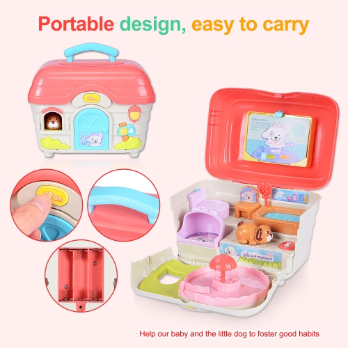Musical Pet Dog House Toy Set for Kids, ToddlerPretend Play Interactive Pet Toys