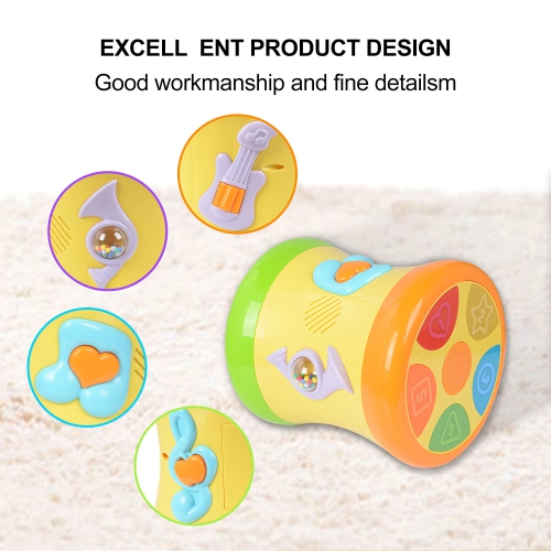 Tambour musical éducatif roulant pour bébé de LIVINGBasics avec lumière colorée