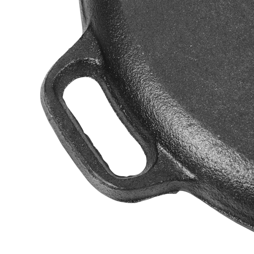 14-Inch Pre-Seasoned Cast Iron Pizza and Baking Pan with Handles for oven, stove, BBQ grill, Black - LIVINGbasics®