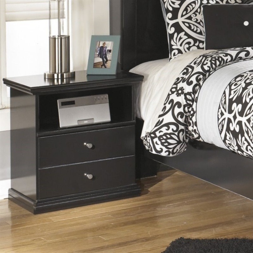 Bowery Hill 1 Drawer Wood Nightstand in Black