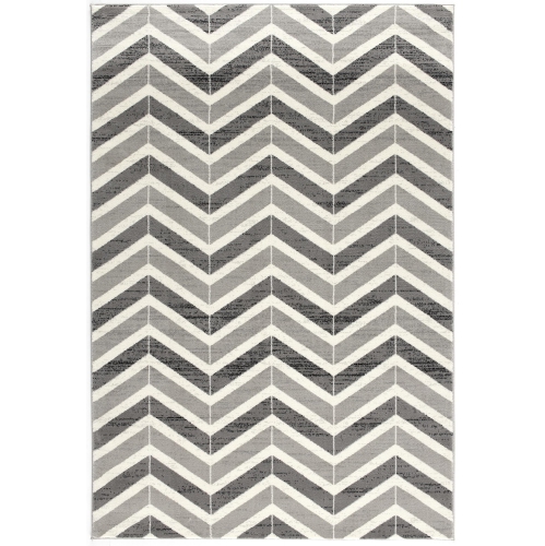 RUG BRANCH  Contemporary Chevron Grey/beige Indoor Area Rug