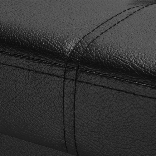 SortWise Folding Storage Ottoman Bench Foot Rest Stool Faux Leather Organizer ,Black, 30" x 15" x 15"