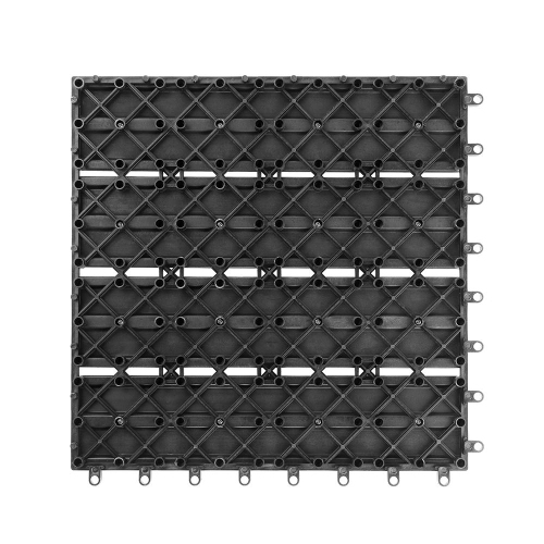 9 Pack Garden Balcony Deck Tiles, 12"x12" Wood Plastic Composite Patio Decking with 4-Slat Pattern Outdoor Flooring Decking for Patio Garden Porch