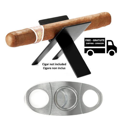 STIMULA LIFESTYLE  Cigar Stand & Cutter Gift Set Kit Great for Bar Lounge, Travel & Golf Great Stocking Stuffer