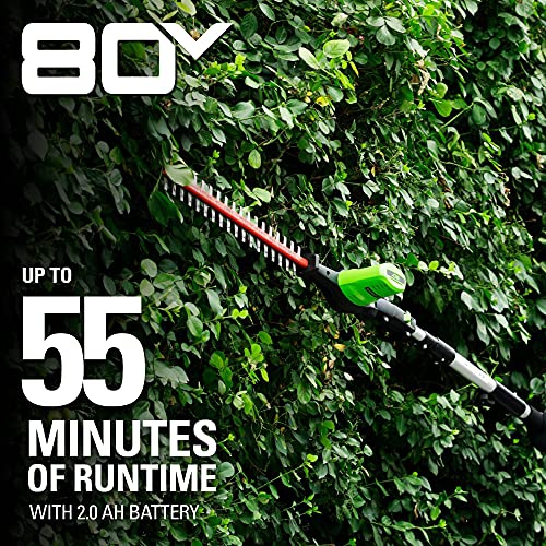 Greenworks Pro 80V 20" Cordless Pole Hedge Trimmer, 2.0Ah Battery and Charger Included