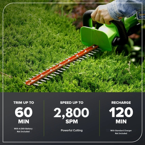 Greenworks 24V 22"(Laser Cut) Hedge Trimmer, Tool Only