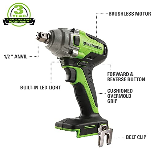 Greenworks 24V Brushless Impact Wrench, Tool Only