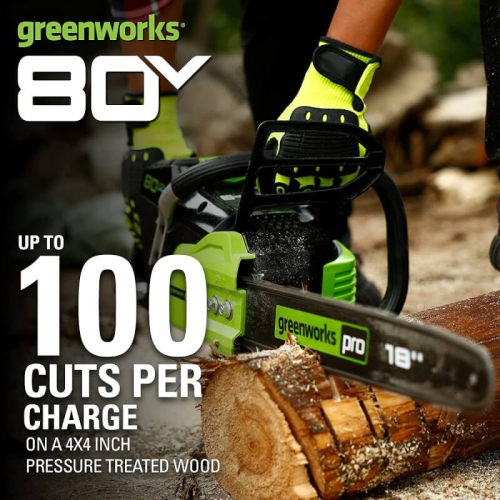 Greenworks PRO 80V 18-Inch Cordless Chainsaw, 2.0 AH Battery Included