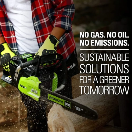 Greenworks PRO 80V 18-Inch Cordless Chainsaw, 2.0 AH Battery Included