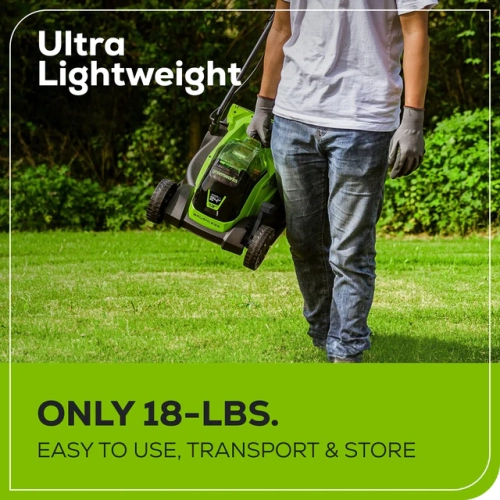 Tondeuse sans balais Greenworks 24 V de 4,0AH 13 po, batterie 4,0 Ah et chargeur inclus