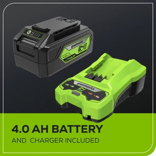Tondeuse sans balais Greenworks 24 V de 4,0AH 13 po, batterie 4,0 Ah et chargeur inclus