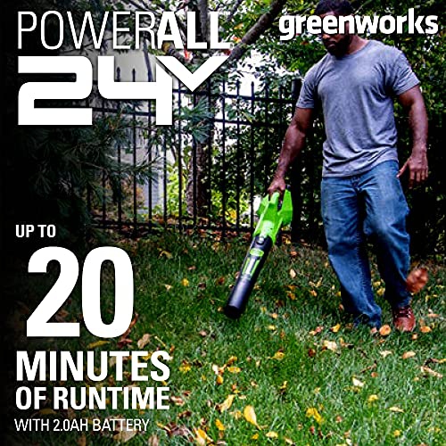 Greenworks 24V Axial Blower 90 MPH - 320 CFM, 2.0Ah USB Battery and Charger Included