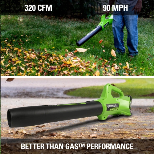 Greenworks 24V Axial Blower 90 MPH - 320 CFM, 2.0Ah USB Battery and Charger Included