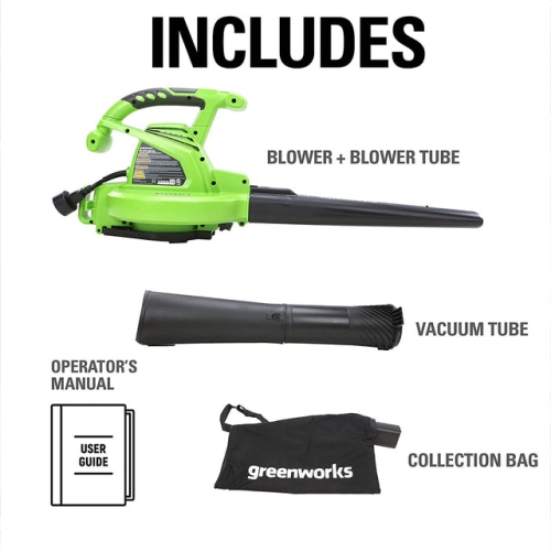 Greenworks 12Amp Corded 230 MPH- 375 CFM 2-Speed Blower/Vacuum