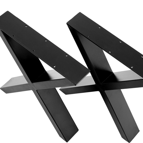 Set of 2 AnthroDesk Carbon Steel Metal Table Legs. for Dining Room, Patio, Coffee Table, Office, Home Office with Matte Black Powder Coating