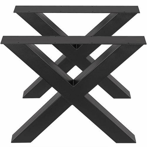 Set of 2 AnthroDesk Carbon Steel Metal Table Legs. for Dining Room, Patio, Coffee Table, Office, Home Office with Matte Black Powder Coating