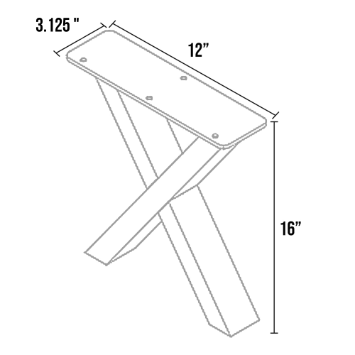 Set of 2 AnthroDesk Carbon Steel Metal Table Legs. for Dining Room, Patio, Coffee Table, Office, Home Office with Matte Black Powder Coating