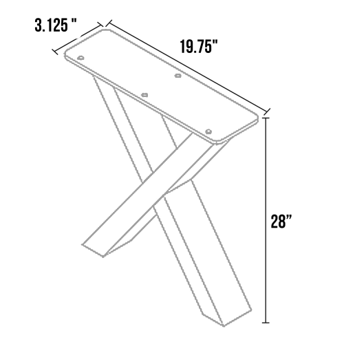 Set of 2 AnthroDesk Carbon Steel Metal Table Legs. for Dining Room, Patio, Coffee Table, Office, Home Office with Matte Black Powder Coating