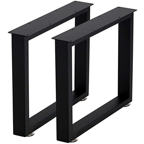 Set of 2 AnthroDesk Carbon Steel Metal Table Legs. for Dining Room, Patio, Coffee Table, Office, Home Office with Matte Black Powder Coating