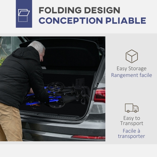 Ambulateur à roulettes HOMCOM pour aînés et adultes avec roues de 8 po, siège, marcheur pliant léger en aluminium avec poignée réglable, sac de