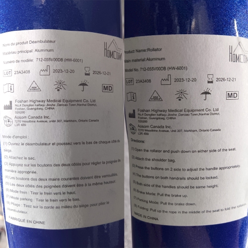 Ambulateur à roulettes HOMCOM pour aînés et adultes avec roues de 8 po, siège, marcheur pliant léger en aluminium avec poignée réglable, sac de
